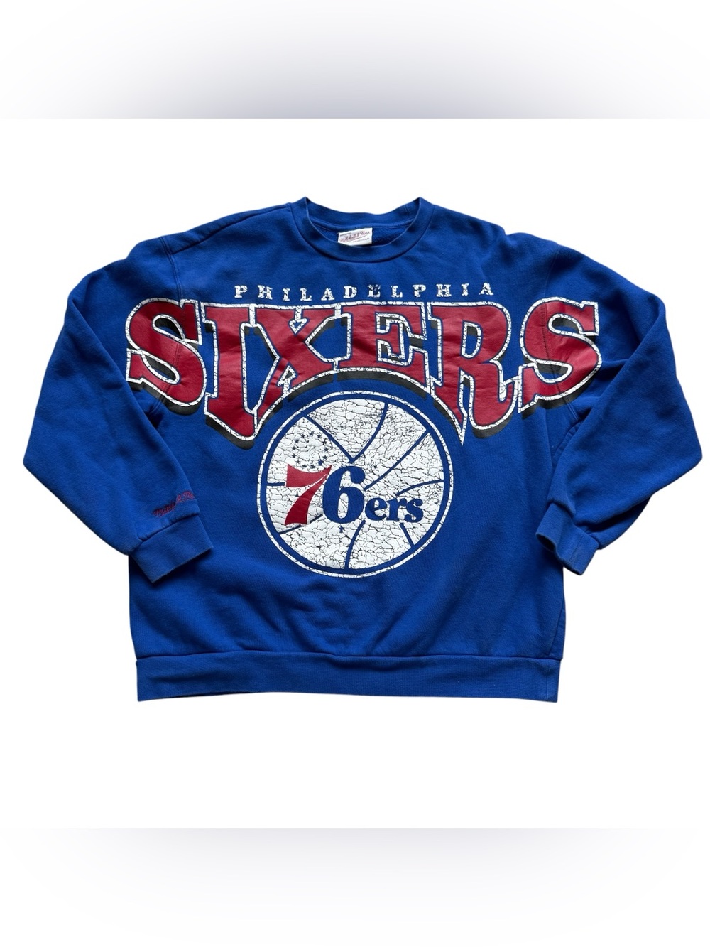 Mitchell & Ness Philadelphia 76ers Hardwood Classics Crewneck Sweatshirt Blue M